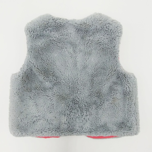 Gymboree Grey Faux Fur Vest Pink Ribbon - Picture 3 of 4